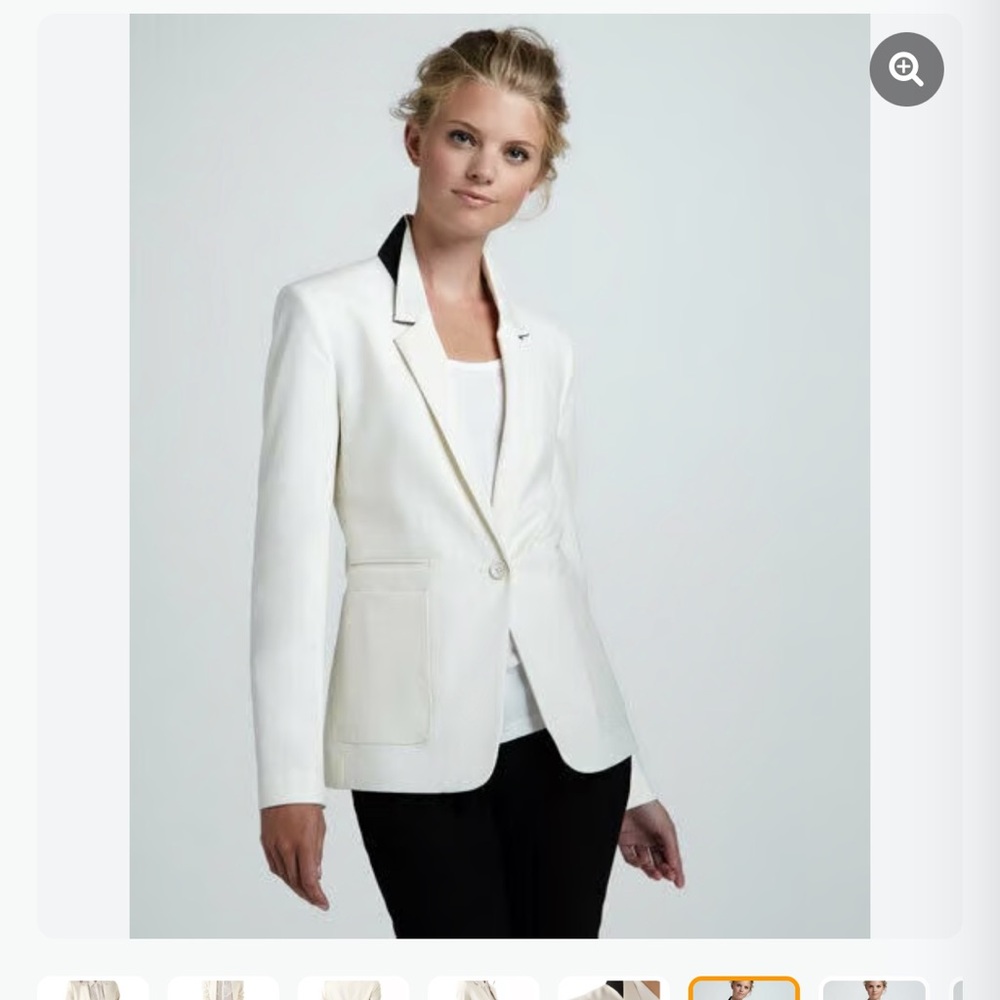 Elizabeth and James Sienna White Blazer with Black Accents